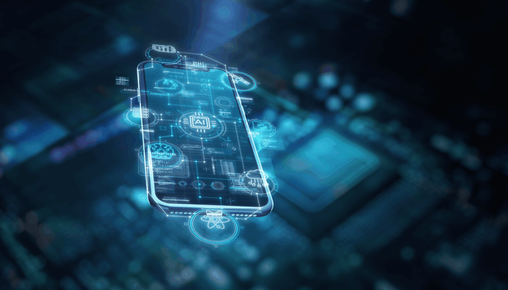スマートフォンとAIが融合しているイメージ画像