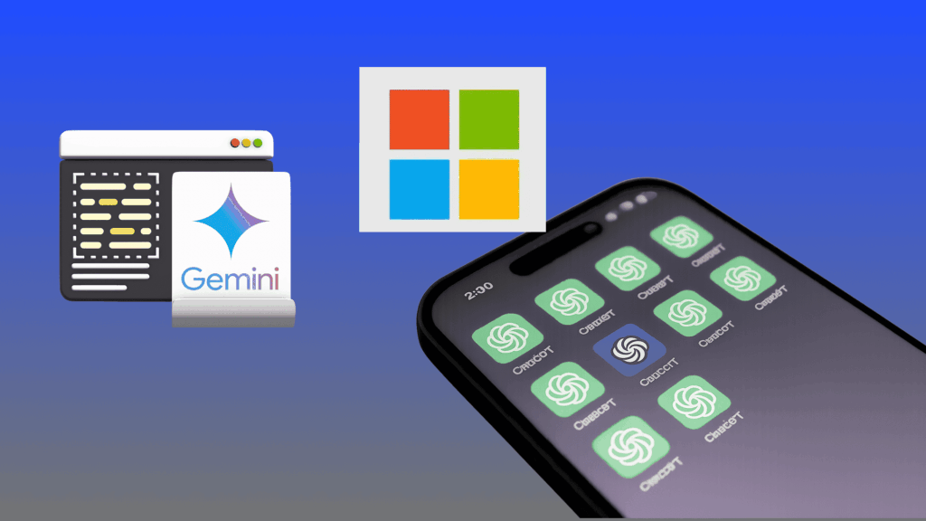 ChatGPT, Gemini, copilotをイメージした自作画像